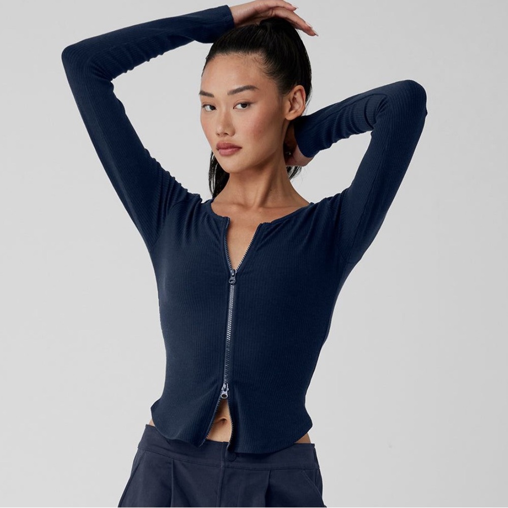 ALO Yoga Navy Ribbed Stardust Jacket